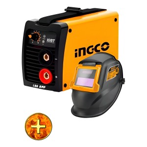 Soldadora Inverter 180 Amp Ingco Pro+ Electrodos + Careta Color Anaranjado Y Negro