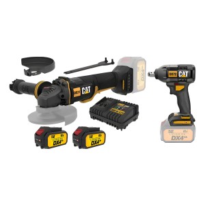 Amoladora Angular Inalambrica Brushless + Llave Impacto Cat