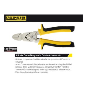 Alicate Corte Diagonal Doble Articulación 165mm Crossmaster