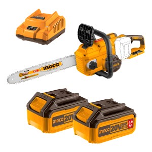 Motosierra 40v Ingco 16'' Sin Carbones, 2 Baterías 4.0ah 20v