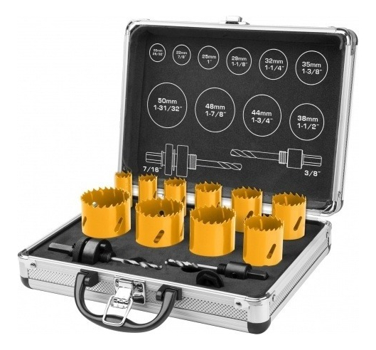 Valija 12 Mecha Copa Bimetal Ingco Akh0121 Madera Metal Tyt