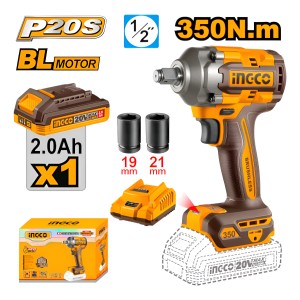 Llave De Impacto Ingco C/batería Y Set De Dados + Cargador