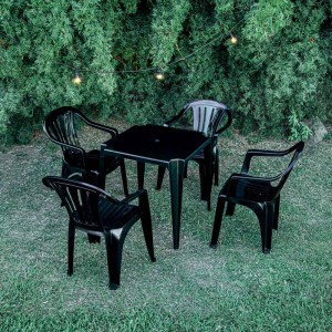 Silla Plástico Mor Reforzada Única Con Filtro Setx4 Jardín Color Negro Belavista