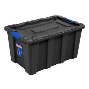 Caja Contenedor Plastico Apilable Negro 100lt Wadfow Wtb331b