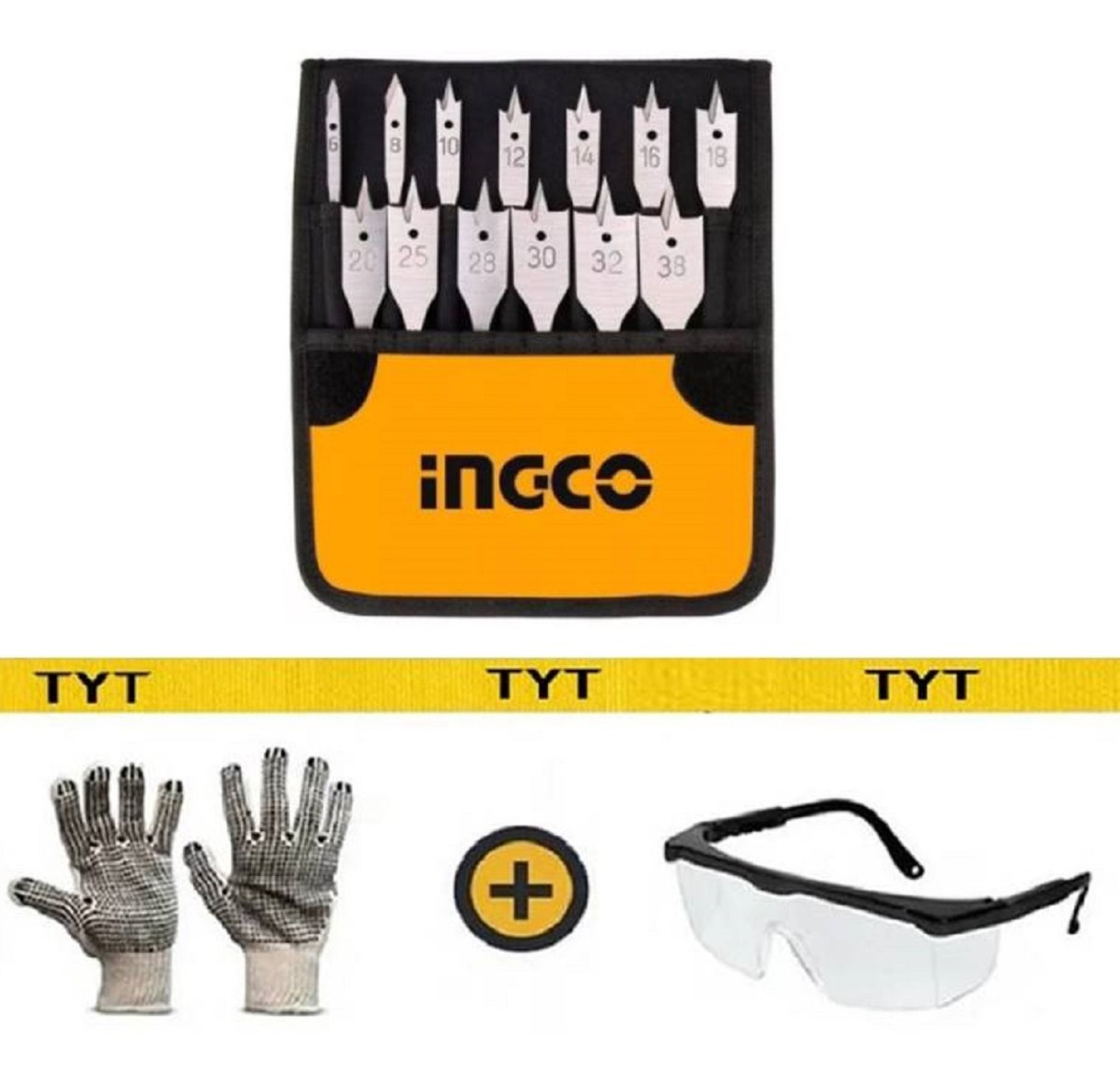 Juego Mechas Chatas Madera Ingco Industrial 13pc Akd4130 Tyt - Imagen 3