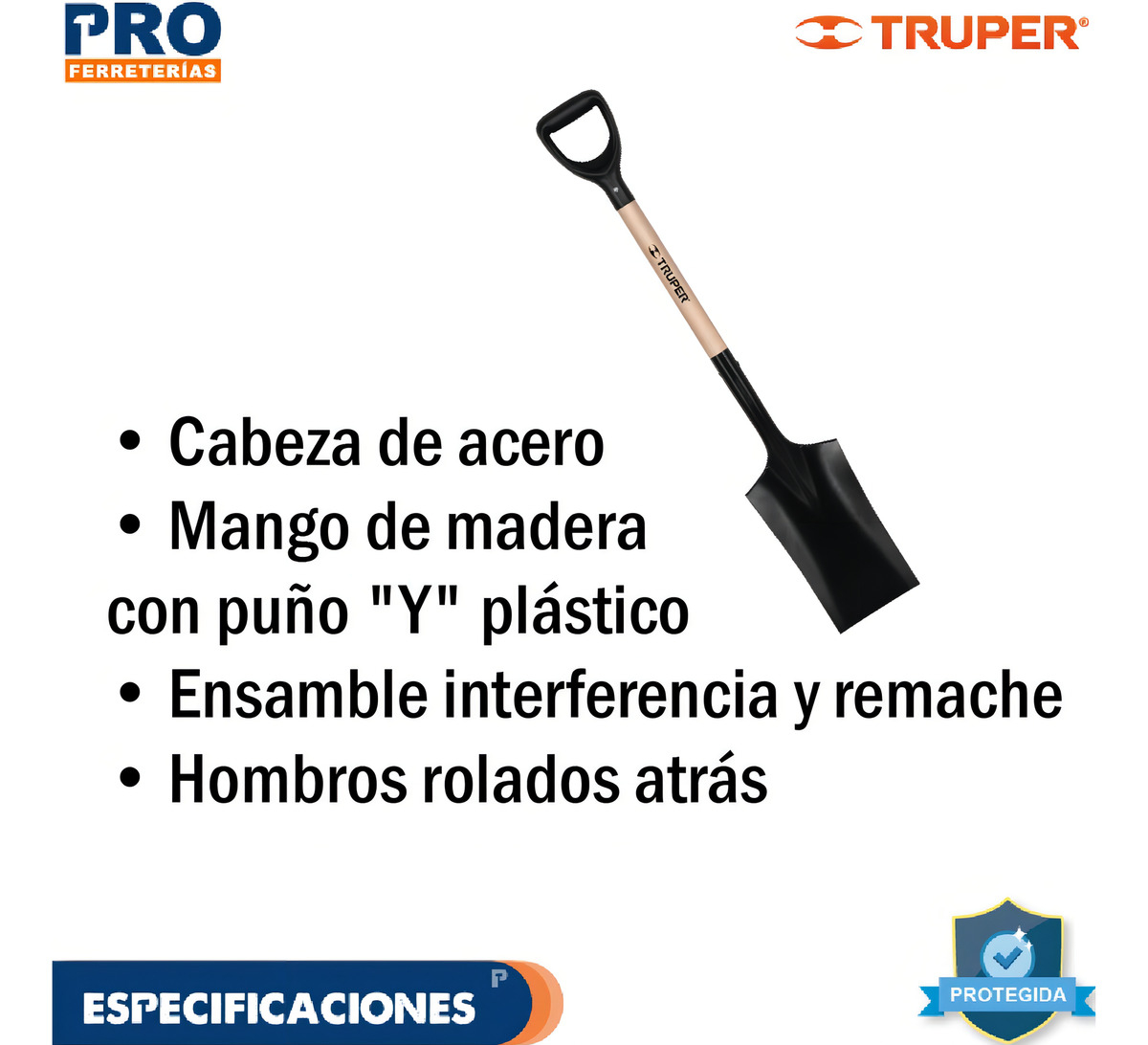 Pala Escarraman T1000 Uso Rudo Jardines Cortar Raices 104 Cm Color Natural - Imagen 3