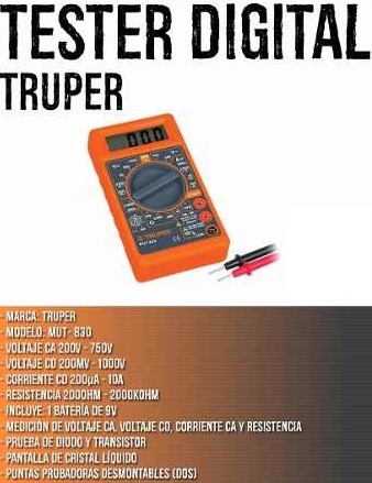 Tester Multimetro Digital Truper Mut-830 Diodo Transistor - Imagen 2