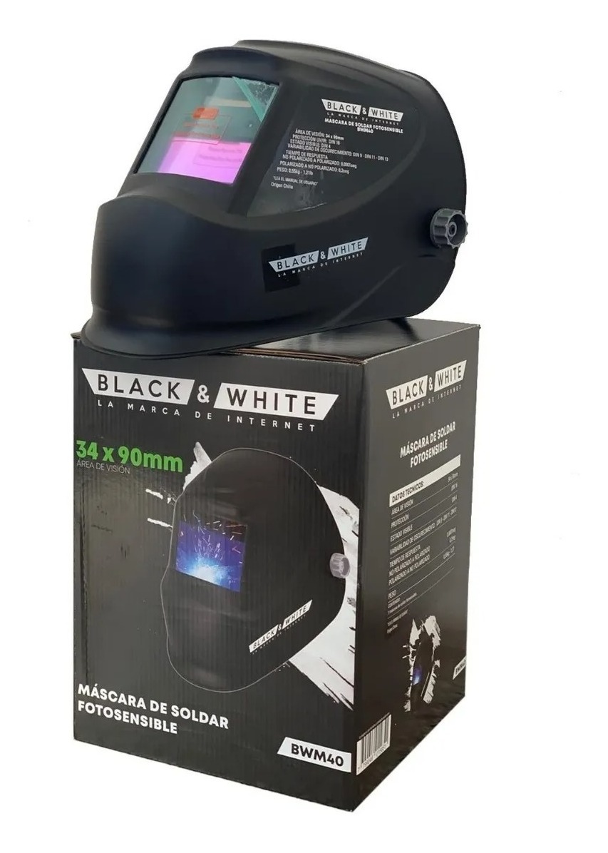 Máscara Careta De Soldar Fotosensible Black&white -bwm40 - Imagen 5