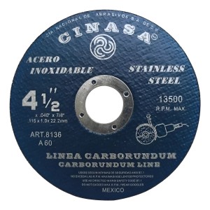 Discos De Corte 4  1/2 '' Acero Ac Inox 1.mm Caja X 100 Unidades