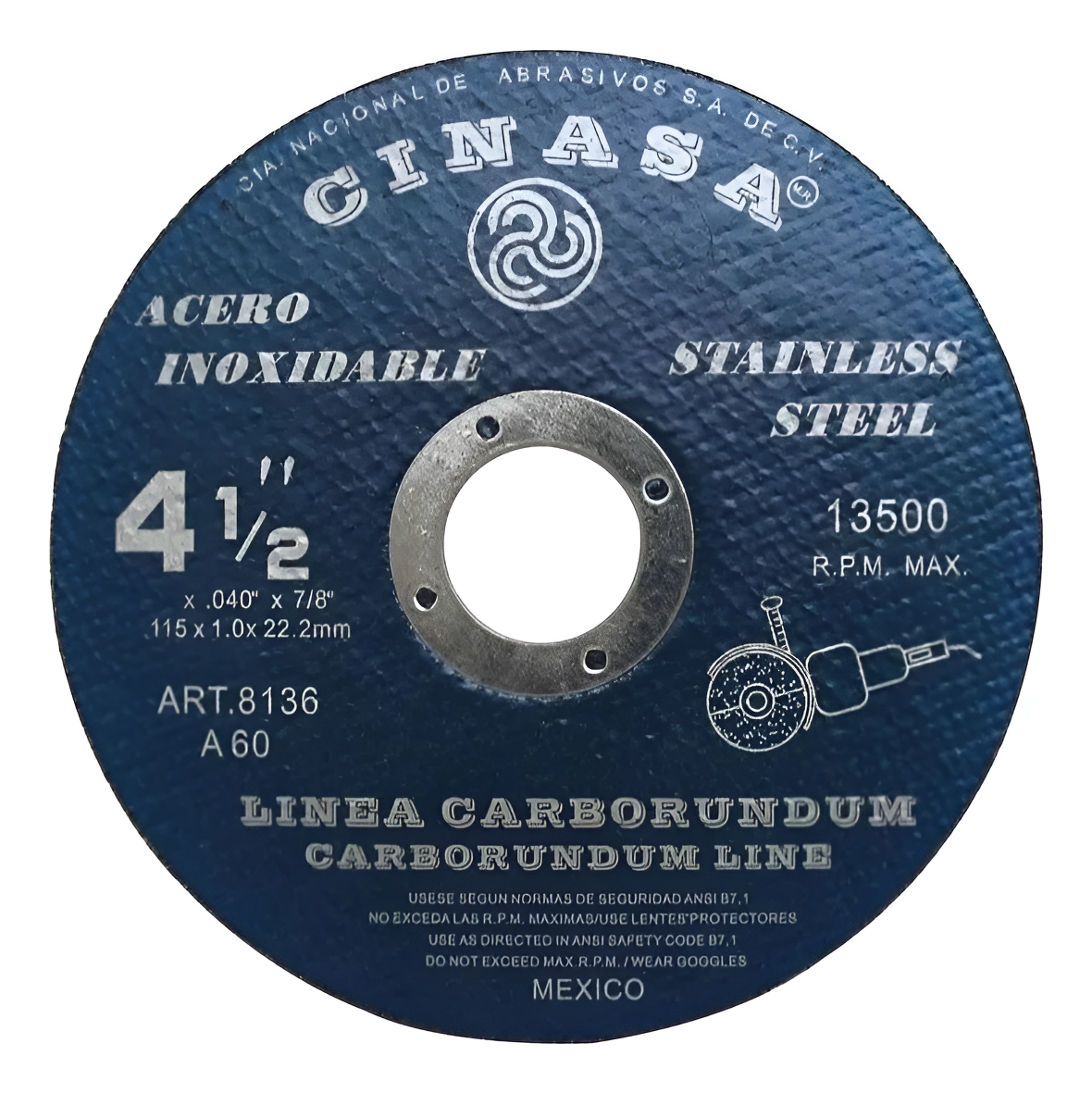 Discos De Corte 4 1/2 '' Acero Ac Inox 1.mm Caja X 100 Unidades