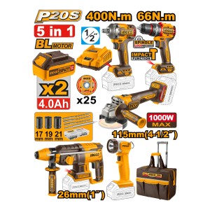 Kit A Batería 20v 5pcs Brushless Motor C/baterías, Cargador