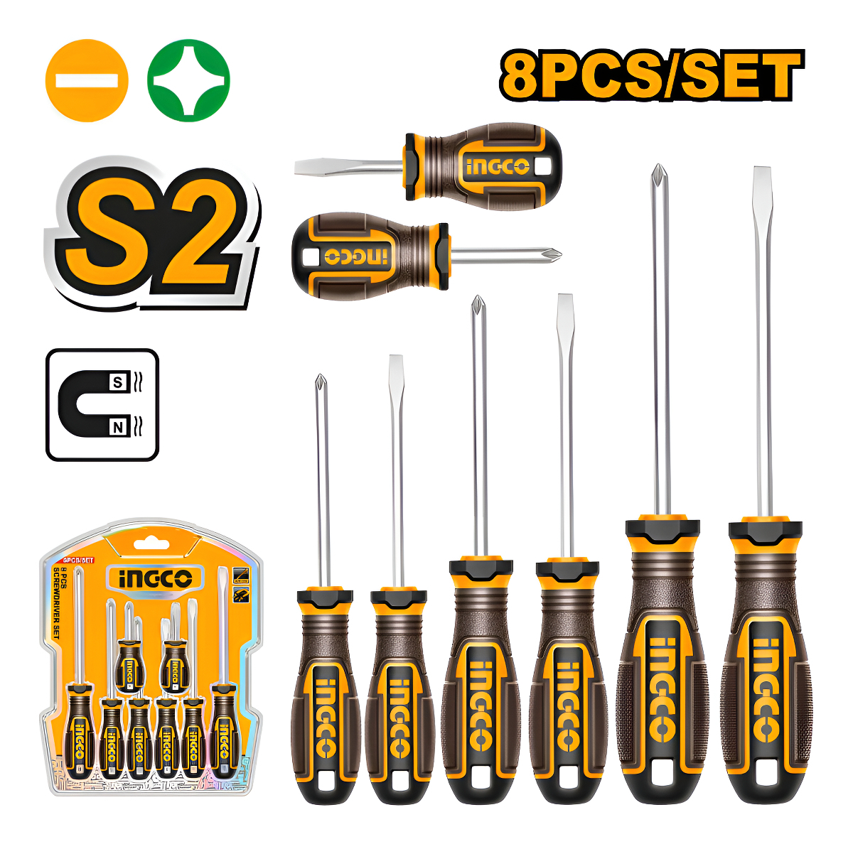 Set 8 Destornilladores Ingco Hksd0828 Indust Imantado - Imagen 10