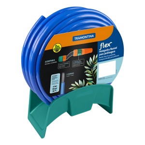 Manguera Riego Jardin Flex 20m Soporte Accesorios Tramontina Color Azul