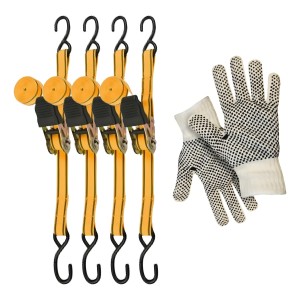 Sistema De Amarre C/catraca 25mmx5m 4 Pc Naranja/negro