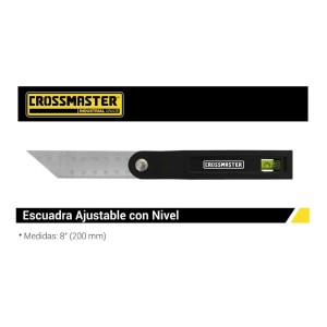 Escuadra Ajustable Con Nivel 200 Mm Regla Crossmaster Acero