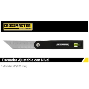Escuadra Ajustable Con Nivel 200 Mm Regla Crossmaster Acero