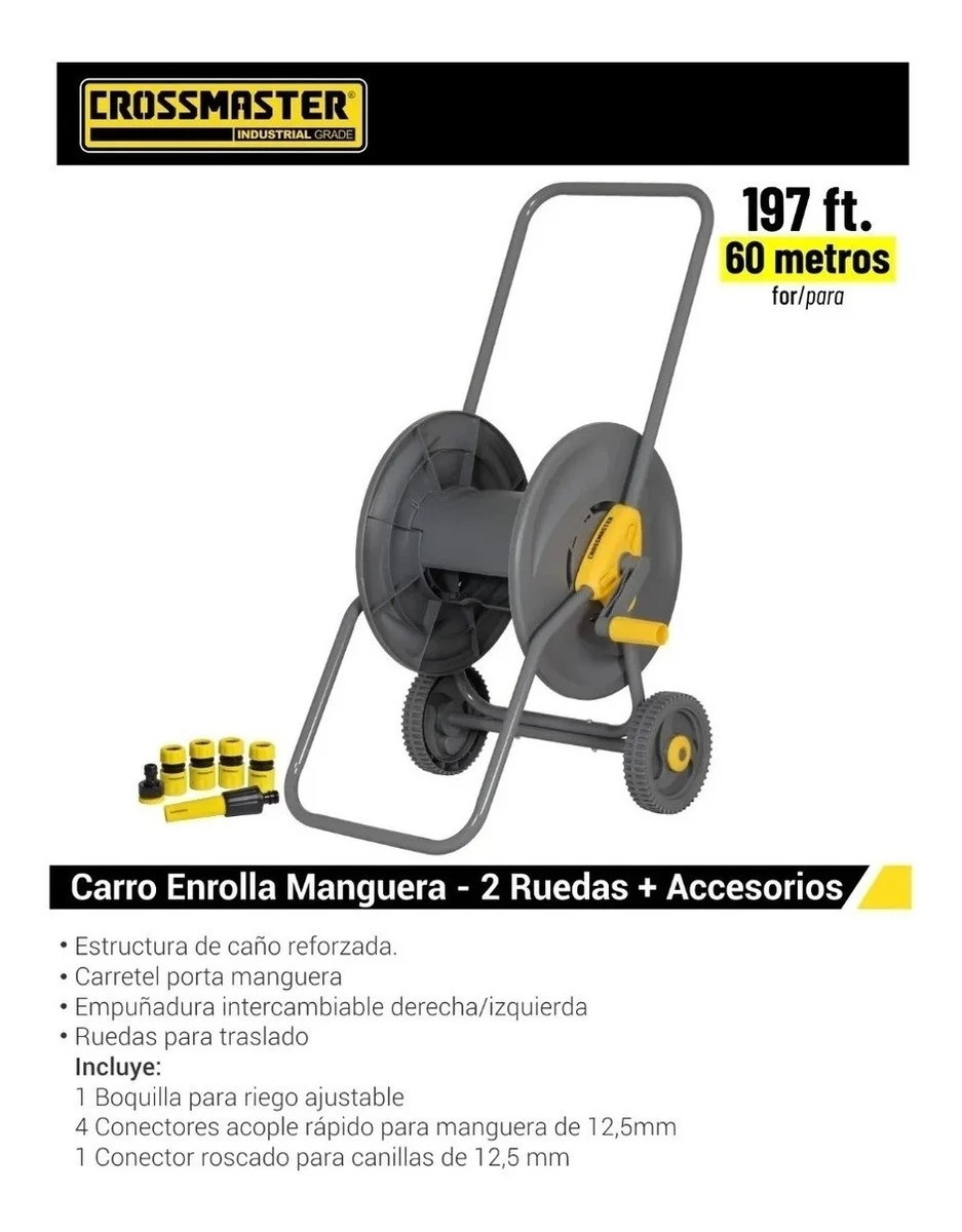 Carro Enrolla Manguera Con Ruedas 60mts - El Insuperable Color Gris - Imagen 2