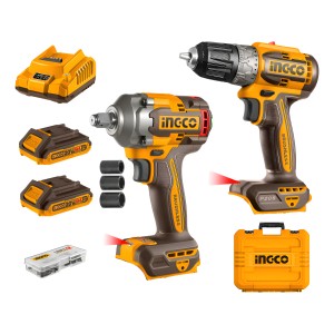 Llave De Impacto 400nm + Taladro Atornillador 52nm Ingco Color Amarillo