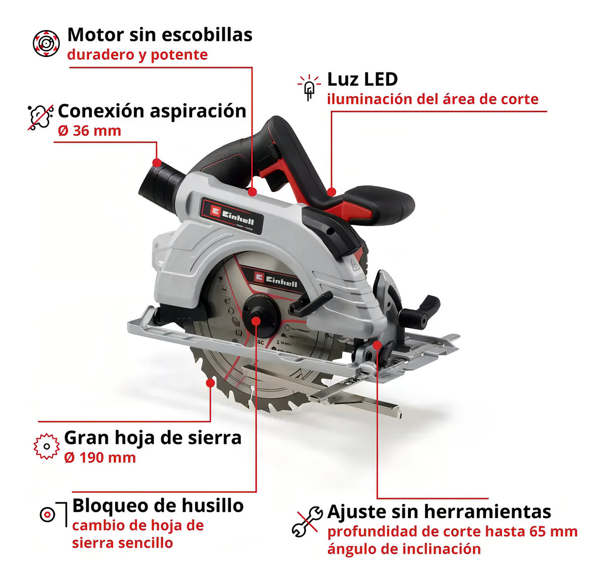 Sierra Circular Inalámbrica Einhell Tp-cs 18/190 Bl Li Solo - Imagen 7