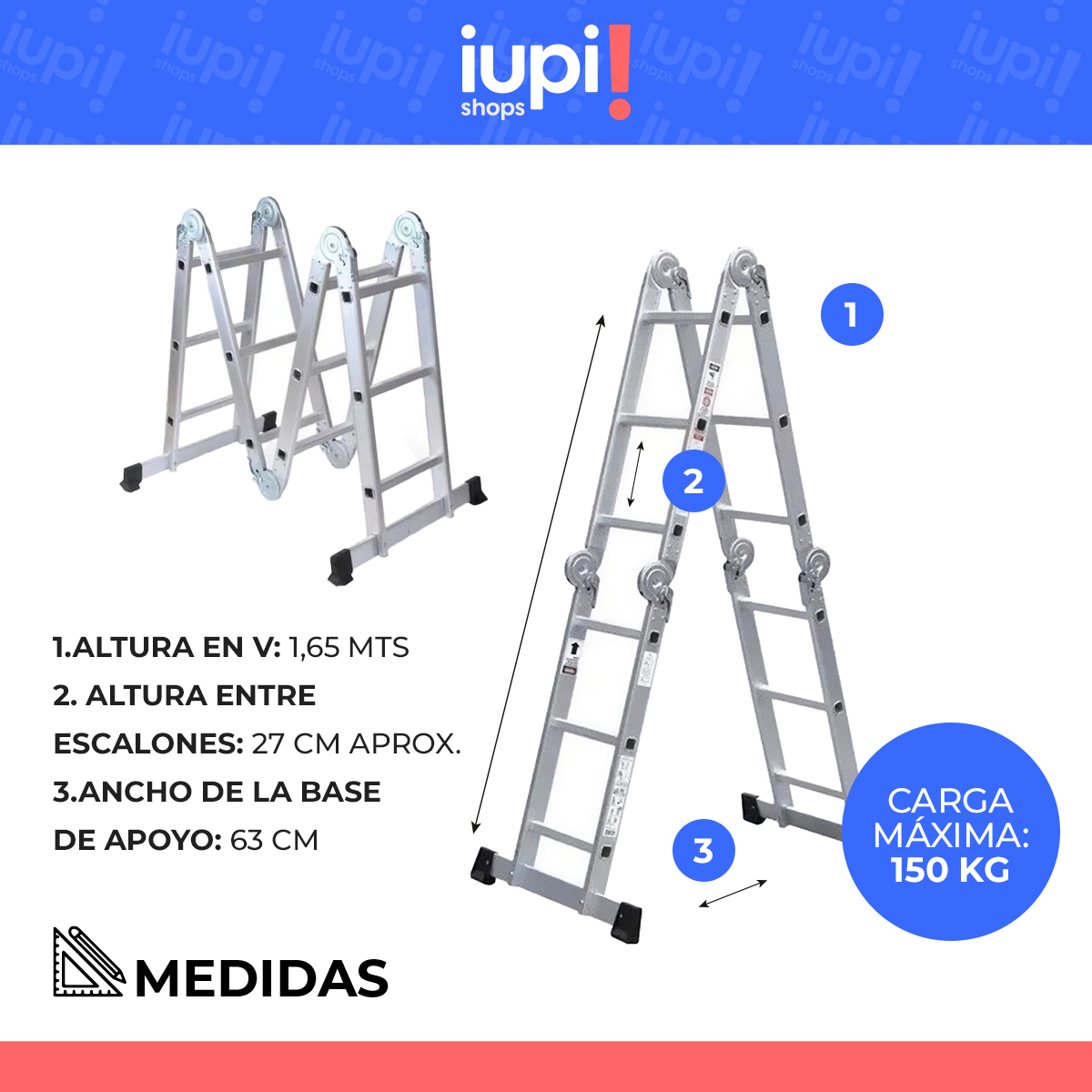 Escalera Pleglable Multiproposito 12 Escalones 3 X 4 Metros - Imagen 10