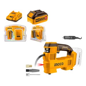 Compresor Aire Inflador 160psi 20v 12v + Bateria 4ah Ingco