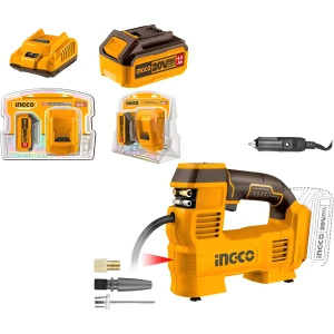 Compresor Aire Inflador 160psi 20v 12v + Bateria 4ah Ingco