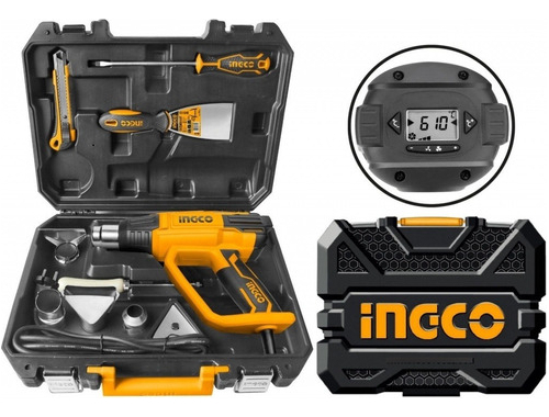 Pistola De Calor En Valija Pro 3 Niveles De Temp Ingco 2000w Amarillo - Imagen 2