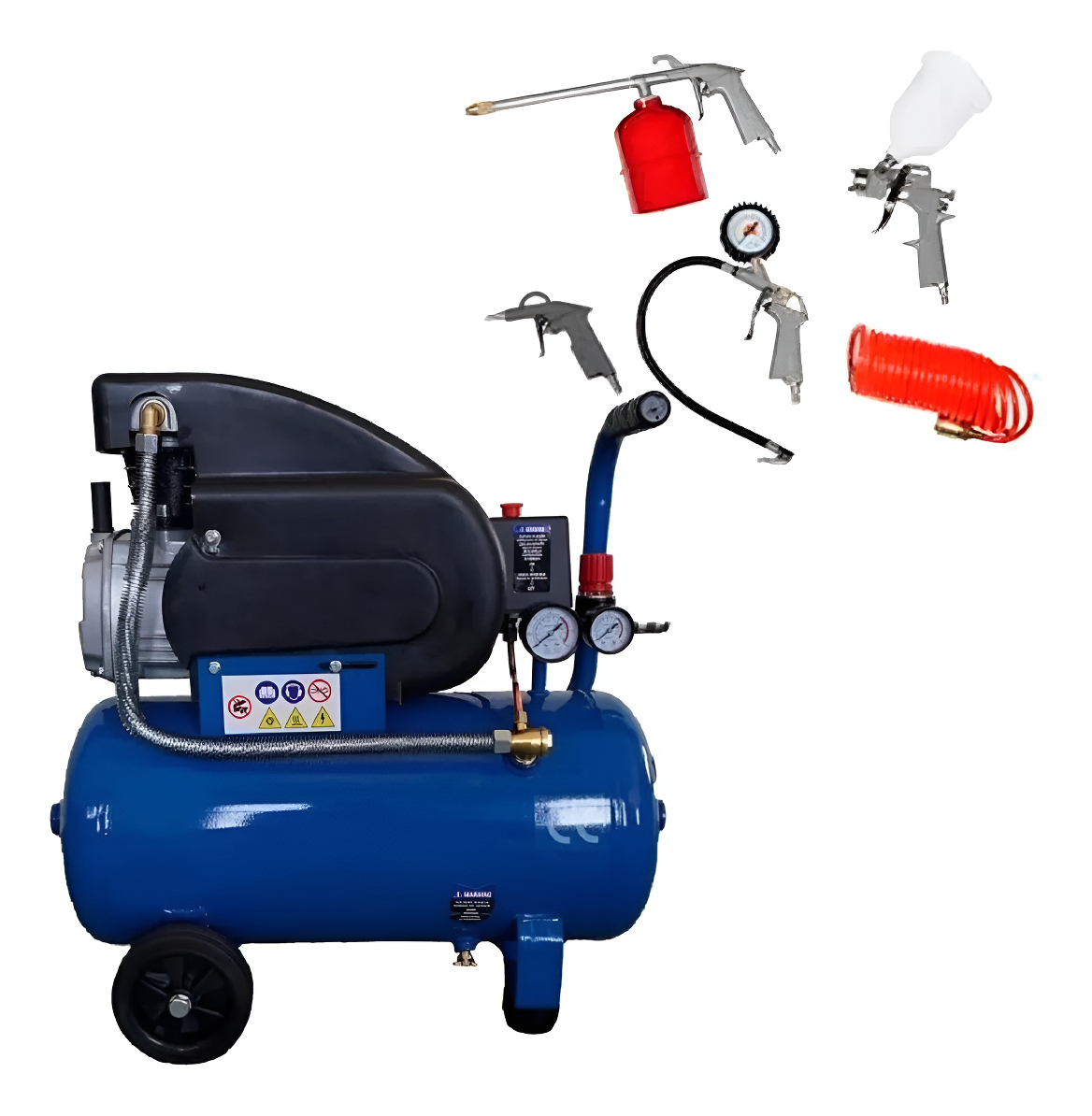 Compresor De Aire Panther 2hp 25 Lts + Kit De Aire 5pz - Tyt