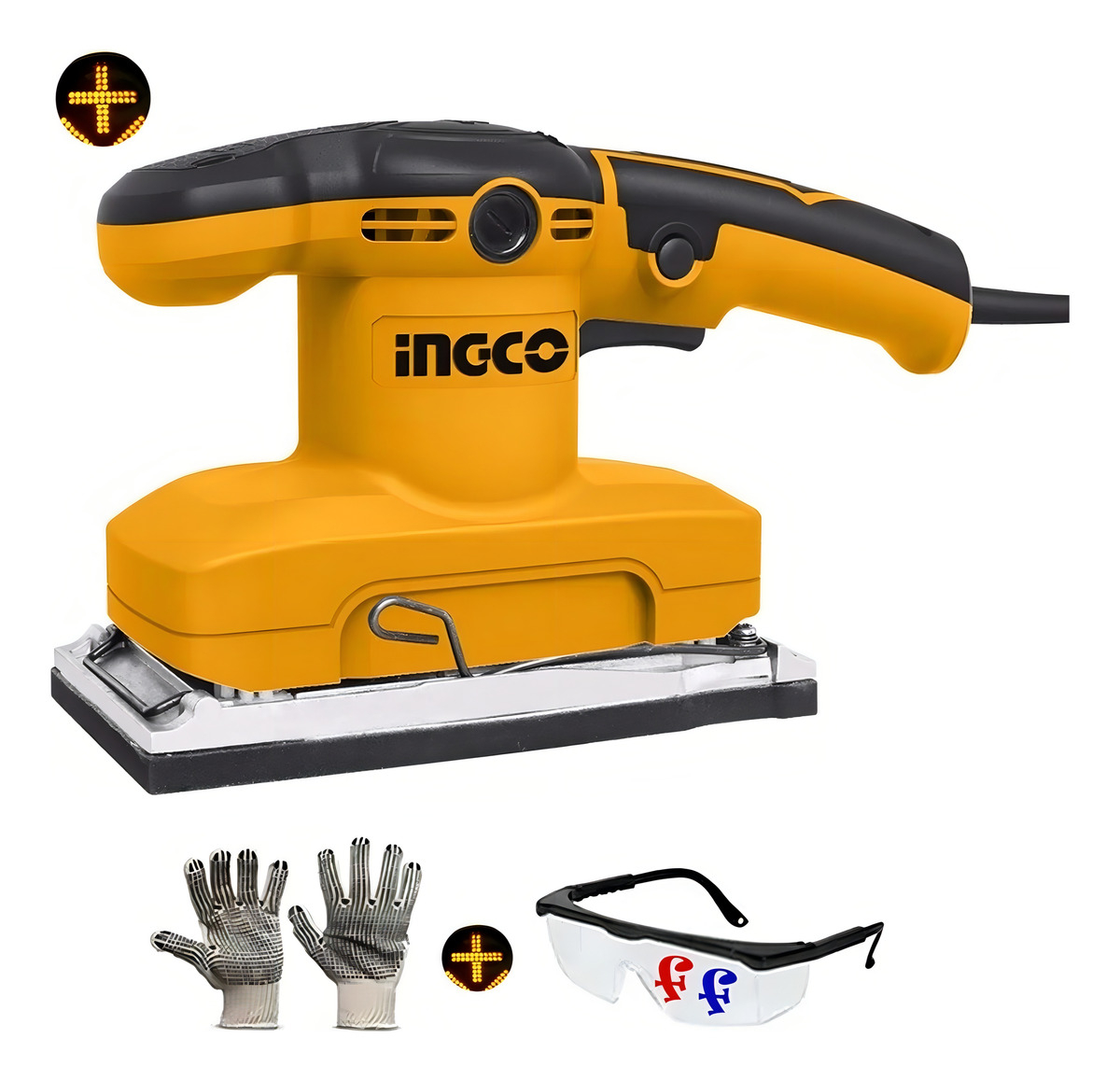 Ff Lijadora Orbital 185 X 93mm Electrica 320w Ingco Fs3208 Color Amarillo Frecuencia 50 Hz/60 Hz - Imagen 2