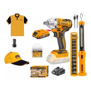 Kit Llave Impacto 20v + Linterna Rec + Cosli23011 Ingco + Au