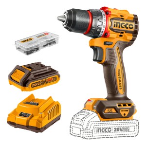 Taladro Atornillador 55nm Incluye Bateria Y Cargador Ingco Color Amarillo Naranja Claro 50/60