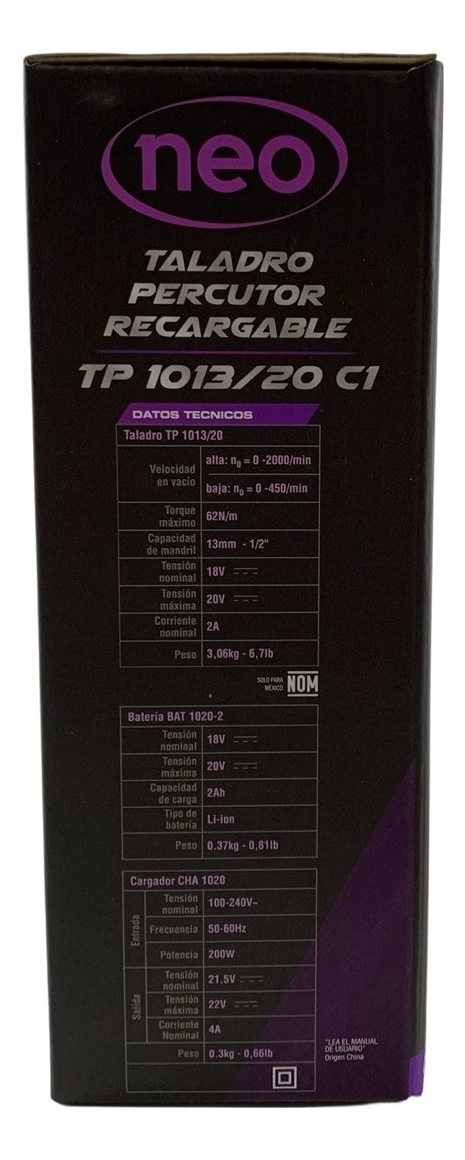 Taladro Percutor A Bateria C/1 Batería 20v Brushless Neo Gris - Imagen 7