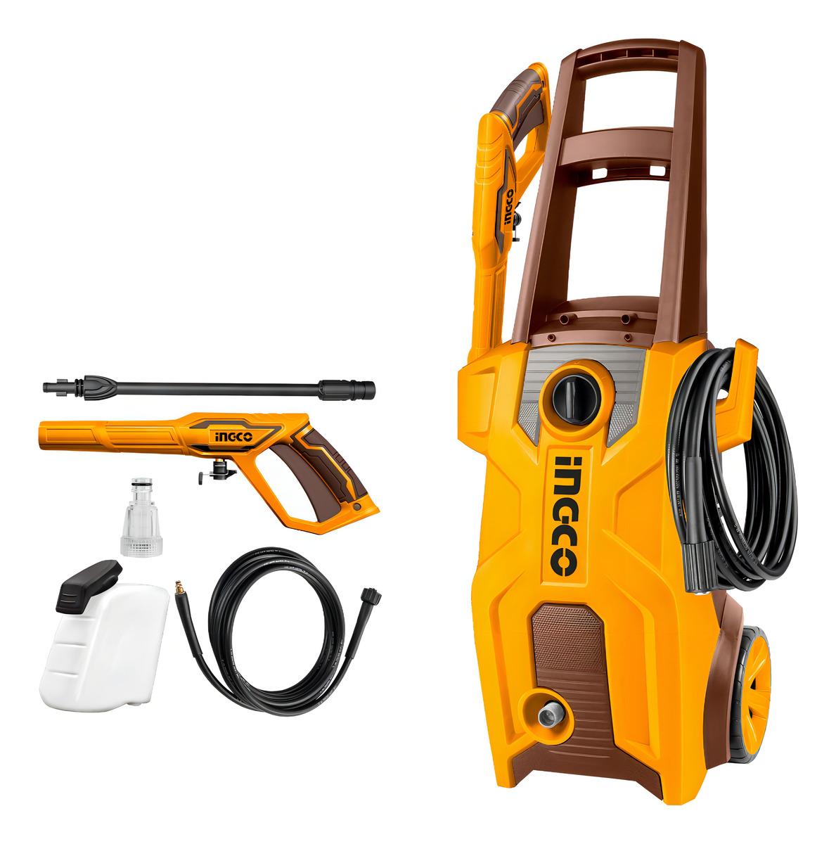 Hidrolavadora Electrica Ingco Hpwr20018 160 Bar 2000w 6 L/m Color Amarillo