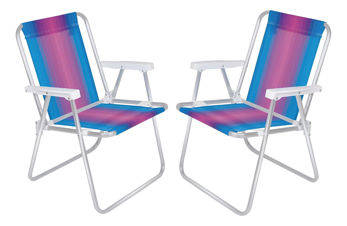 Juego 2 Sillas Playa Jardín Plegable Aluminio Alta Mor Color Rosa