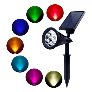 Foco Solar Jardín Exterior Luz Led De Varios Colores 2w Rgb