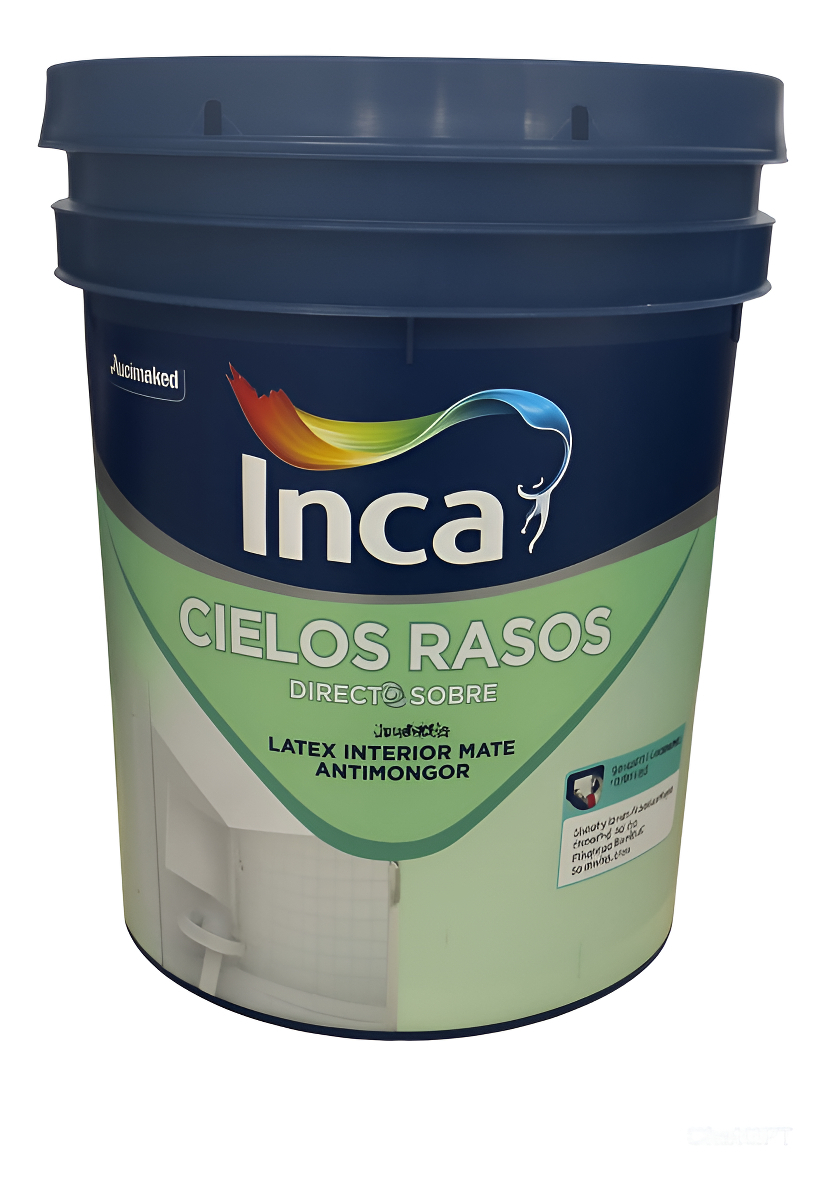 Pintura Para Cielo Raso Inca Latex Interior Antihongos Directo Sobre Hongos 20 Litros Acabado Mate Color Blanco - Imagen 2