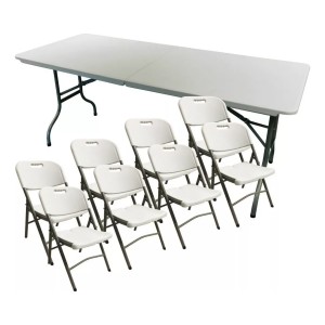 Juego Jardin Mesa Plegable 1,80x74x74 + 6 Sillas Plegables