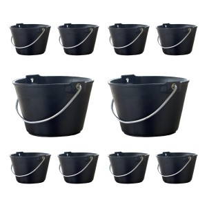 Pack X10 Balde Para Obra Plastico Reforzado Negro