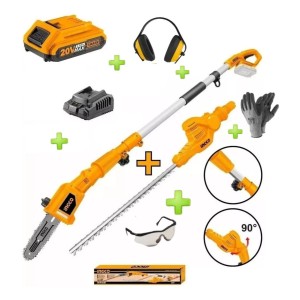 Cortacercos + Motosierra De Altura 20v Ingco Cpts201681 Tyt