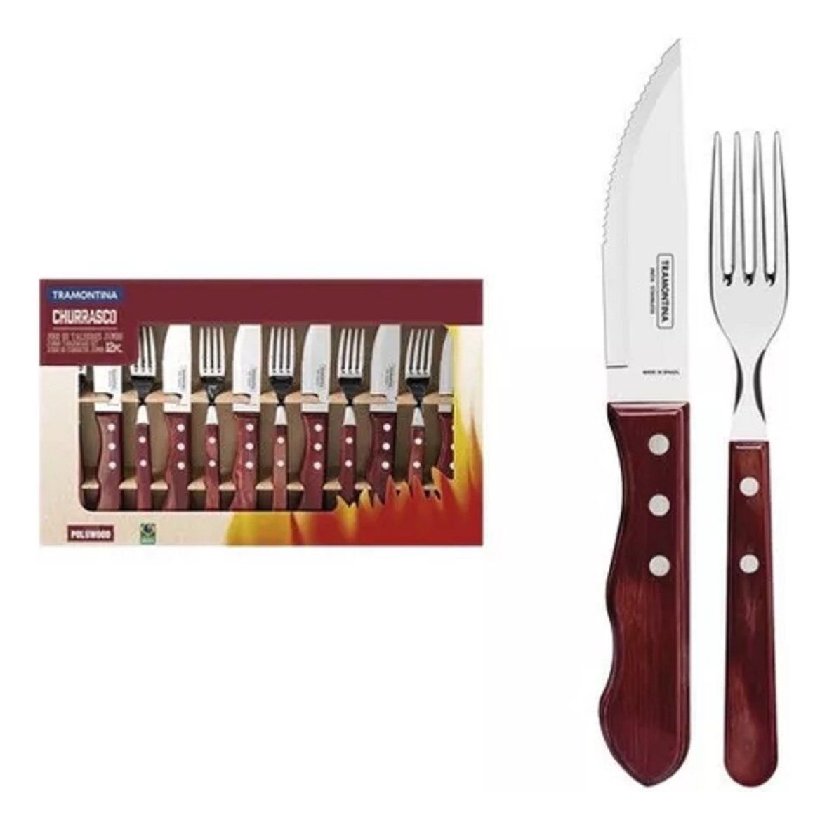 Juego Para Asado Jumbo Polywood Rojo 12 Piezas Tramontina