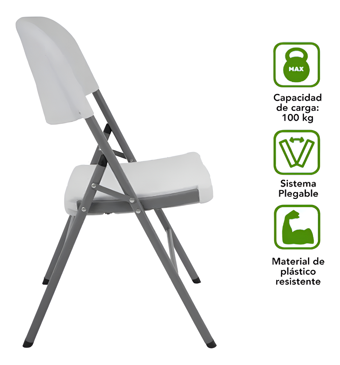 Silla Plegable De Plástico Y Acero Para Jardín Camping LG Color Blanco Blanco - Imagen 6