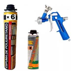 Kit Espuma De Poliuretano + Pistola Proyectar + Limpiador !!
