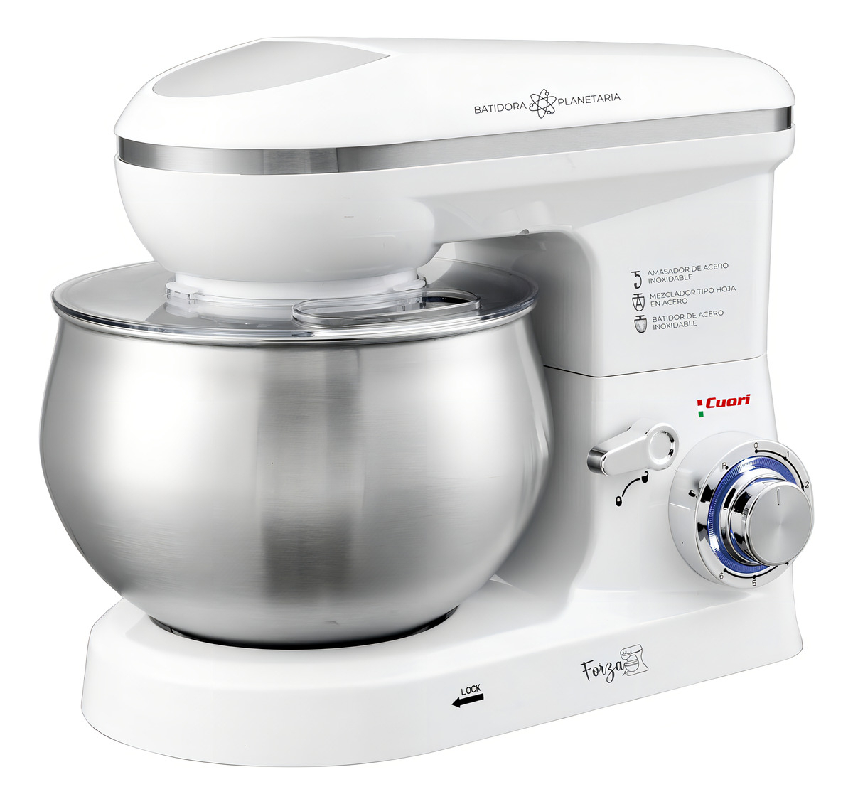 Batidora Planetaria Cuori 1400w 6 Velocidades Bowl 5l Blanca Blanco 50 60hz