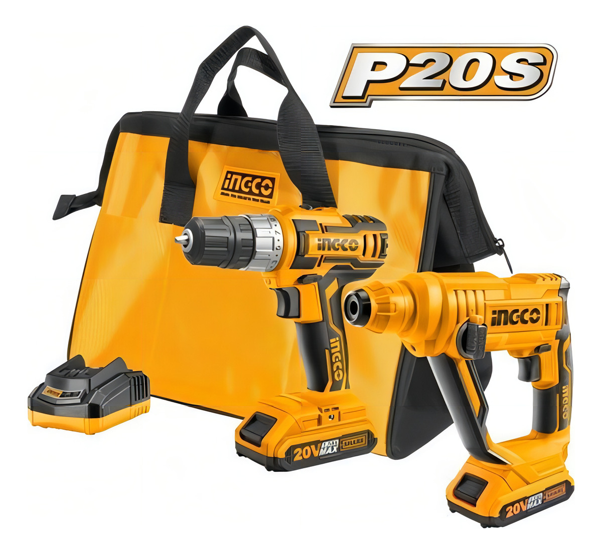 Kit Atornillador 20v + Rotomartillo 20v Ingco P20s Ckli2008