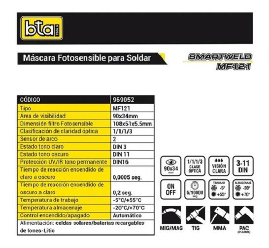 Kit 3 Repuestos Careta Y Mascara Soldar Fotosensible Bta - Imagen 3