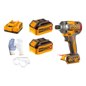 Atornillador De Impacto 20v 285nm 2 Baterías 4ah Y Car Ingco