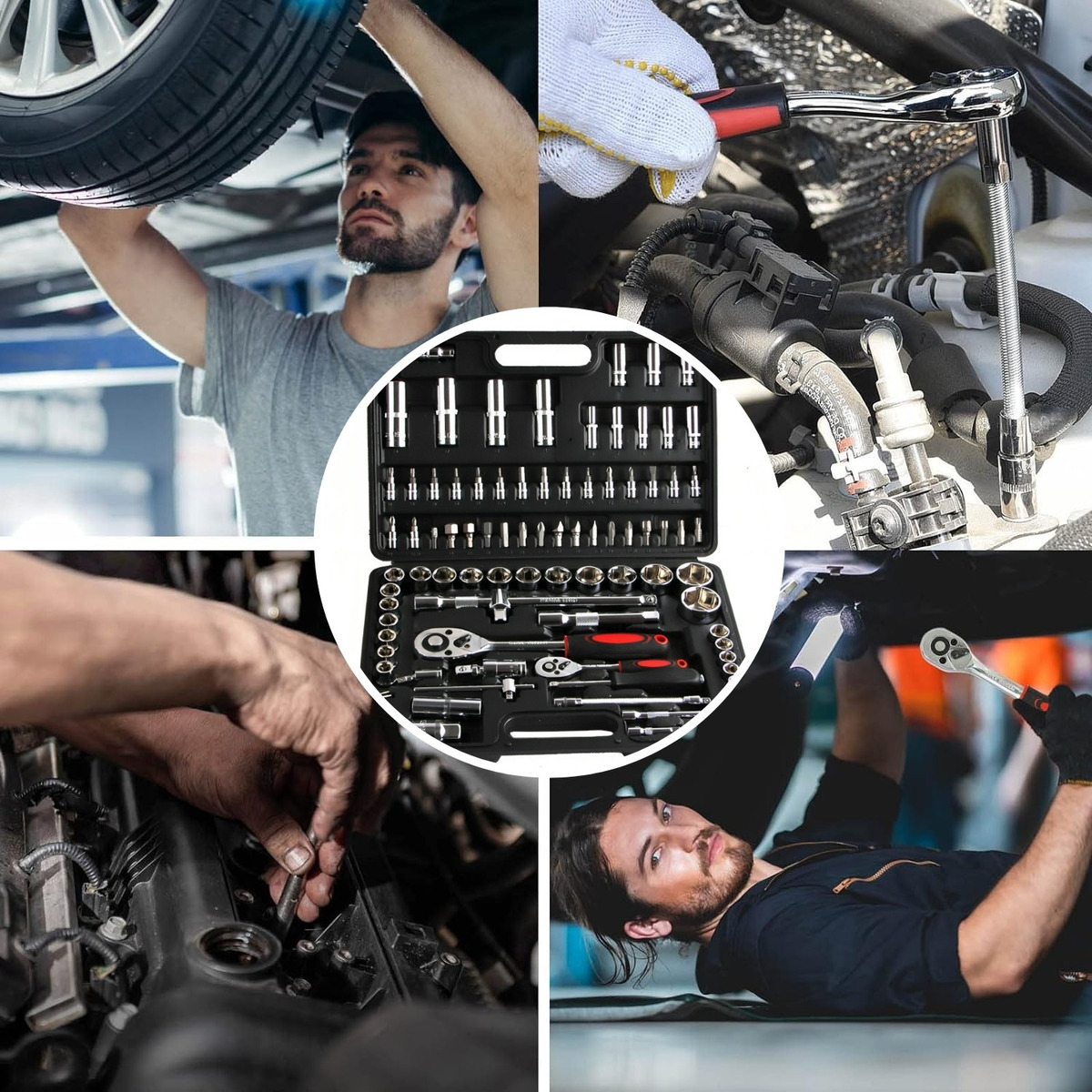 Set Caja Herramientas Dados 94 Piezas Acero Carbono 1/2 1/4 - Imagen 2