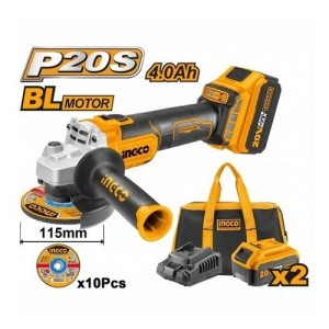 Amoladora A Batería Brushless Ingco 2bat Cagli2011582 - Smf Color Anaranjado