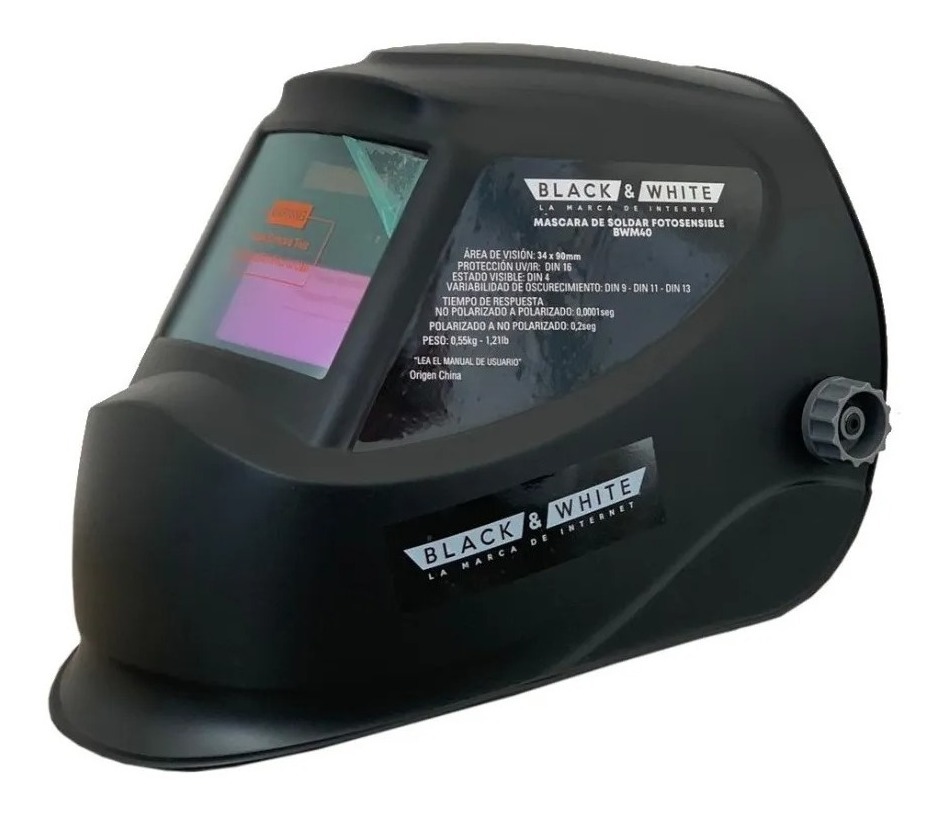 Máscara Careta De Soldar Fotosensible Black&white -bwm40 - Imagen 3