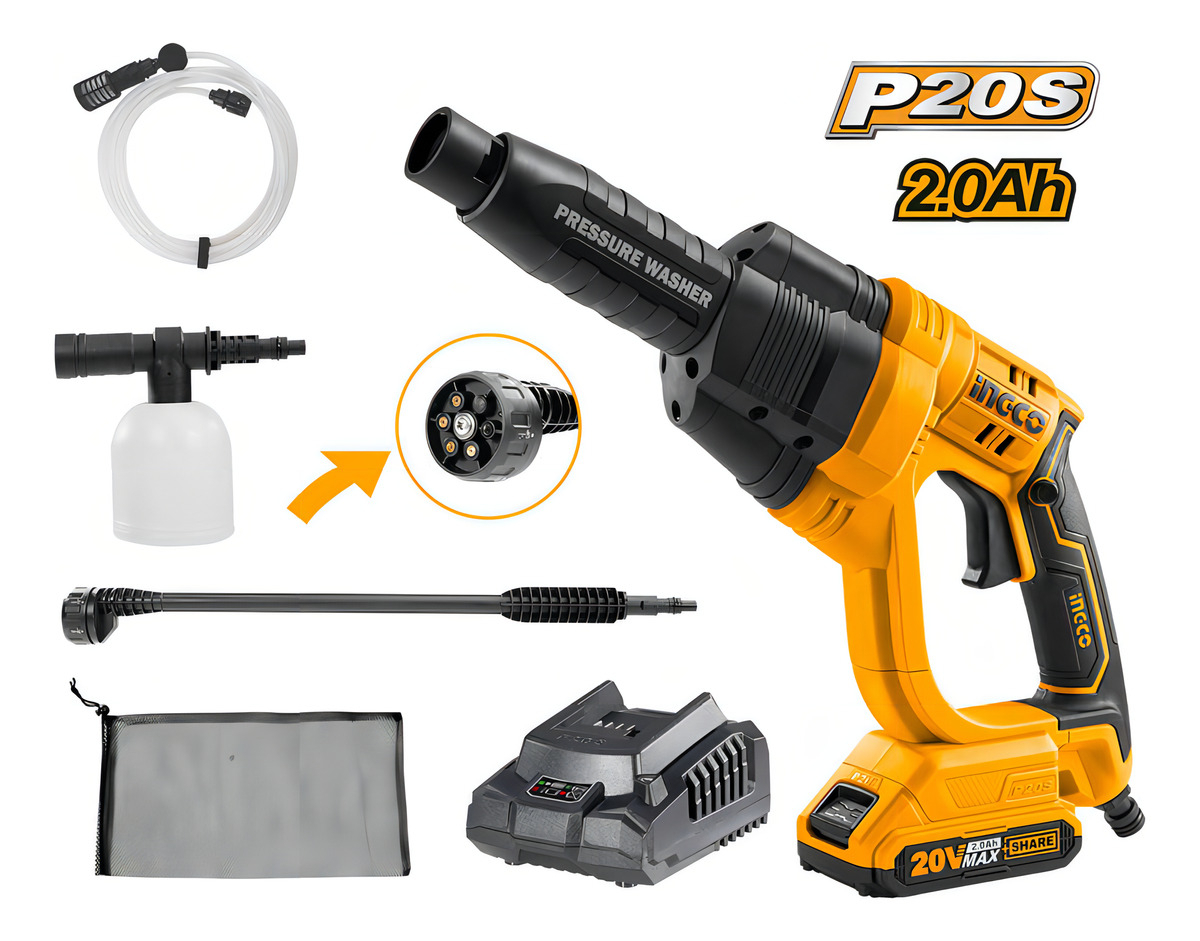 Hidrolavadora Inalambrica 24.8bar +bat +carg 2ah Ingco - Imagen 3